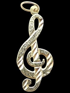 Treble Clef Musical Pendant 14k Yellow Gold